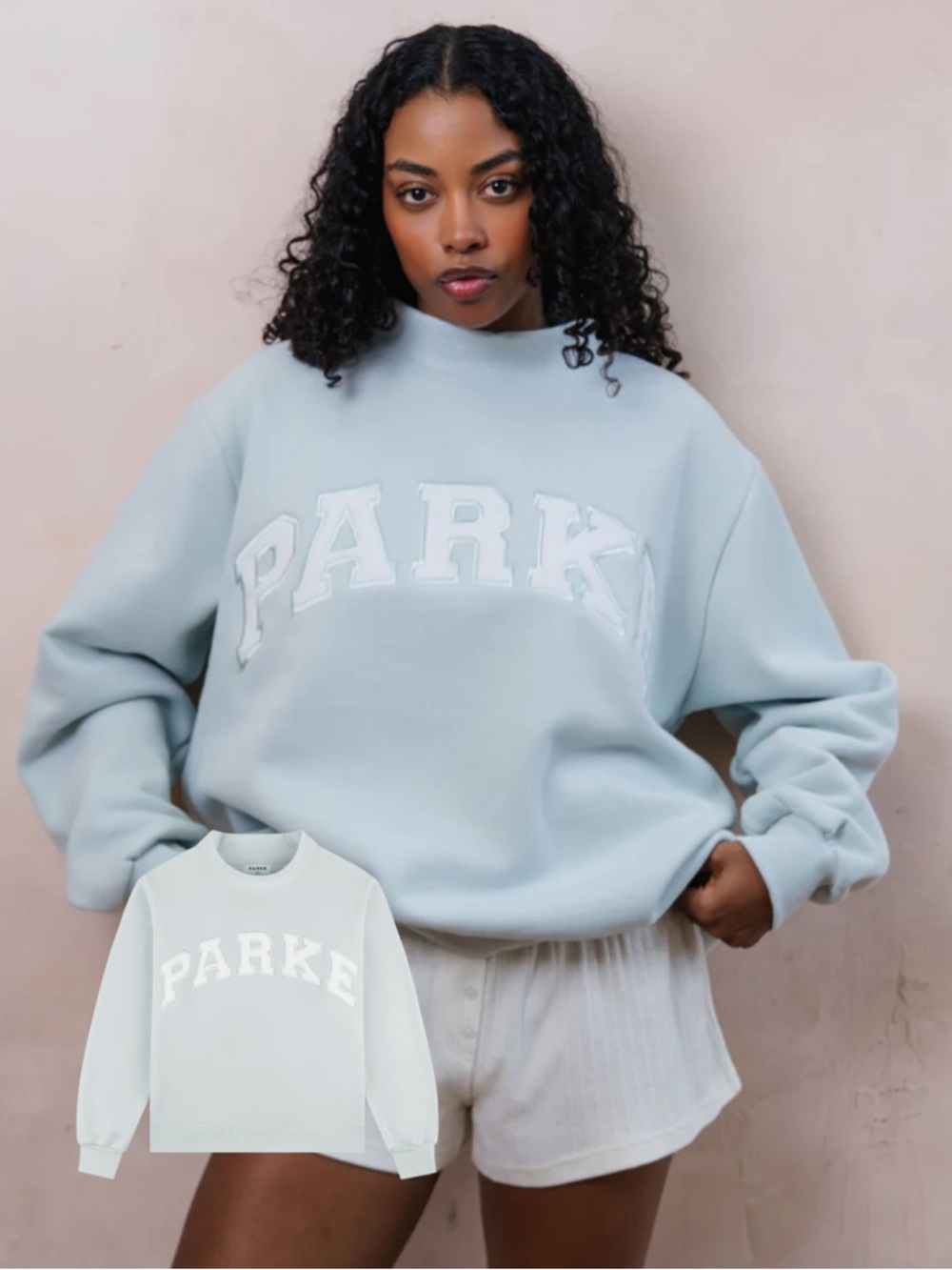Parke Bridal Pale Blue Oversized Pullover Sweatshirt